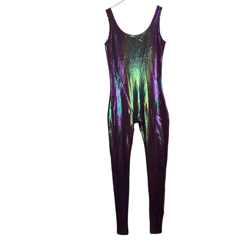 Taylor Fit Wear Jumpsuit Metallic Pull On Size L Sleveless Full Length Stretchy